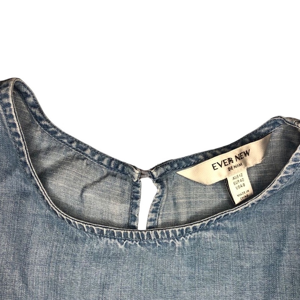 Ever New Pippa Denim Midi Dress 8 Sundress Cottage Costal Prairie Country Boho - Picture 7 of 10